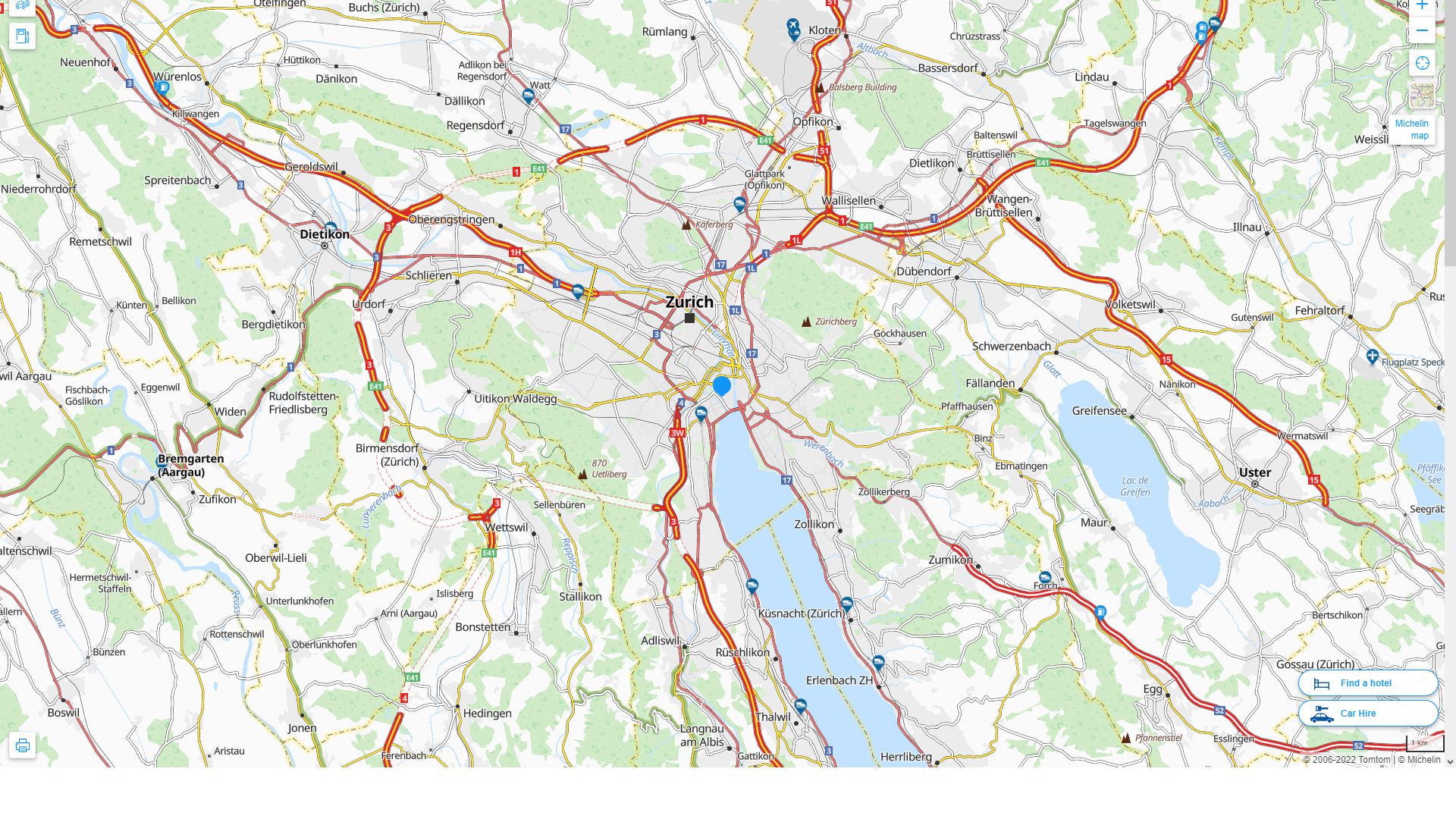 Zurich Suisse Autoroute et carte routiere